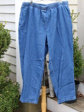 Woman Within Petite 7 Day Straight Leg Elastic Waist Jeans Sz 24W Petite